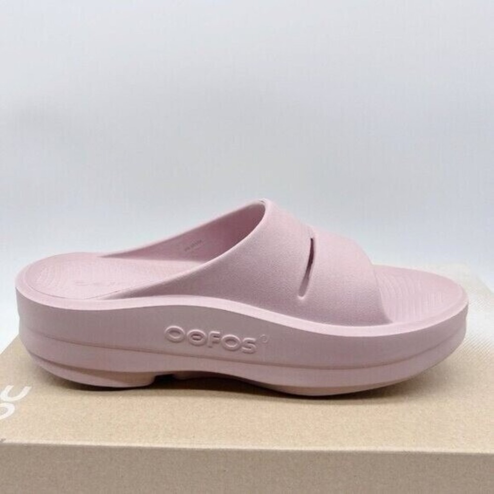 OOFOS OOmega OOahh Flip Flop Platform Waterproof Stardust Pink Women US 10 EU 41 - Picture 8 of 11
